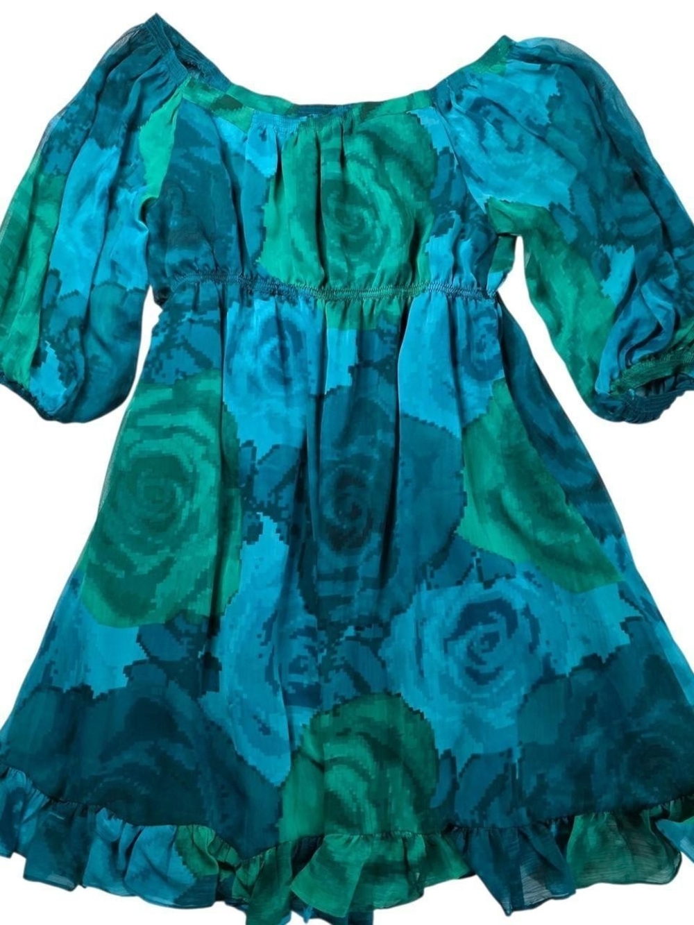 Express Teal & Aqua Floral Casual Dress for Girls